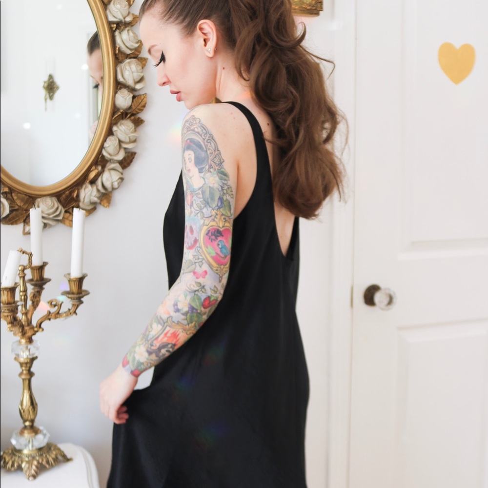 Vintage Erika Taylor Black Silky Nightgown